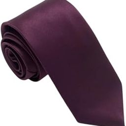 Mens Tie Necktie (free size) Black Formal Gift Silk Satin Men Thin Neck tie Solid Plain (Burgandy)-image-85