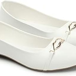 Women's Ballet Flats, White Patent Leather, Gold-Tone Buckle Detail, Slip-On-image-32