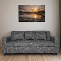 KENDALWOOD 3 Seater Fabric Sofa Set For Living Room, Home & Office - Dark Grey-image-9