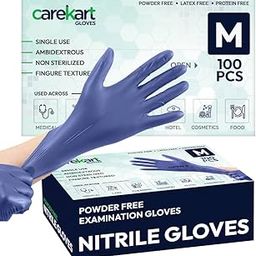 Carekart Powder-Free 100 Nitrile Gloves Medium | Medical Grade Examination Gloves for Medical Use | Food Grade Disposable Gloves for Cooking - Blue, Pack of 100-image-44