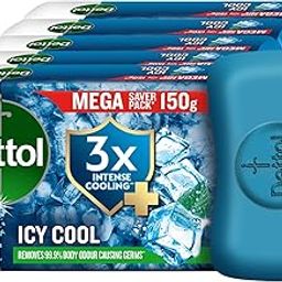 Dettol Icy Cool Bathing Soap Bar With 2x Menthol (750gm), 150gm - Pack of 5-21