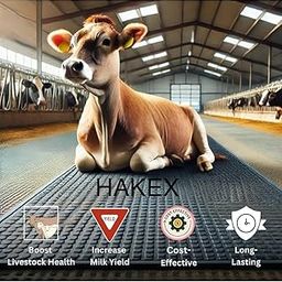 HAKEX Rubber Cow Mat 8x5 Ft – 30mm Thick Heavy-Duty Anti-Slip Waterproof Mat for Cows, Buffalo, Horses – BPA-Free Feeding & Flooring Mat for Stable, Barn & Shed Use (Black)-image-86