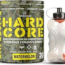 Hardcore Pre-Workout Supplement, Energy Drink with Creatine Monohydrate, Arginine AAKG, Beta-Alanine, Explosive Muscle Pump, Caffeinated - Men & Women [30, Watermelon] Free Gallon Shaker-image-65