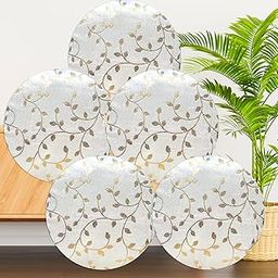 Urvaan Round White Golden Printed Velvet Cushion Covers 16X16 Inch - Set of 5-image-33