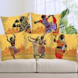 AEROHAVEN™ Set of 5 Ethnic Hand Made Jute Throw/Pillow Cushion Covers - CC182 - (16 x 16 Inch)-image-33