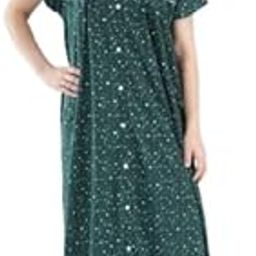 Women's All Over Printed Open Front Cotton Blend Nighty/Maxi/Nightgown/Nightwear WSR-116-8