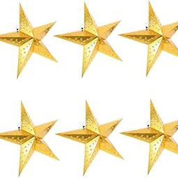 6 Pcs Paper Star Lantern Lampshade for LED Light 3D Ceiling Twinkle Pentagram Lampshade Wedding Party Christmas Home Hanging Decor gold-image-25