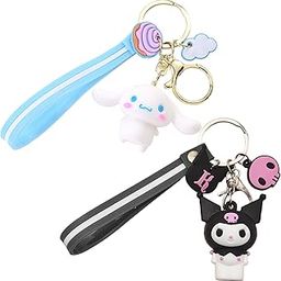 2Pcs Kawaii Sanrio Keychains Set, Kuromi & Cinnamoroll Cute Anime Cartoon Keyrings, Friendship Keychains Bag Charm, Backpack Hanging Pendant Gift for Girls, Kids, Birthday or Best Friend-40