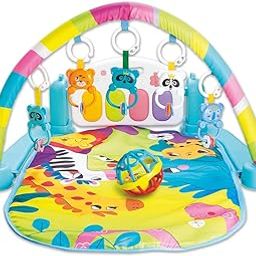 BUMTUM Baby Piano Gym Orange Blue | Play Mat for Gym & Fitness Rack with Hanging Rattles Keyboard Set with Music Mode.-image-81