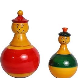 CHANNAPATNA TOYS Wooden Roly Poly Balancing Dolls for Kids (1 Years+) - Set of 2 Pieces - Develops Curiosity & Fine Motor Skills-21