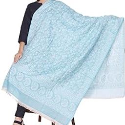 Women's Floral Printed Shawl with Fringe Trim, Green-picture-26