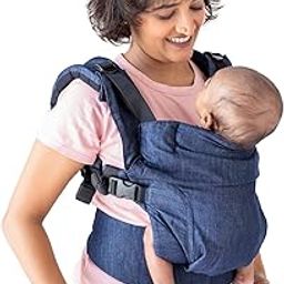 SOULSLINGS Aseema Baby Carrier - Denim | Award-Winning Newborn to Toddler Carrier | Adjustable for 0 Months to 4 Years, Breathable Natural Fibres | Front & Back Carrying, Machine Washable-image-14