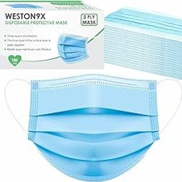 3 Cotton Ply Mask have Nose Pin Blue, Soft Loops Pack of 100, Unisex-32