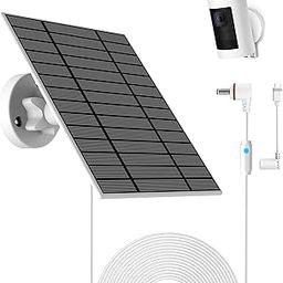 6W Solar Panel Compatible with Ring Spotlight Cam Plus/Pro and Sticky Cam Battery, Solar Power Charger for Ring Cam with Indicator Light, 14ft Cord IP66 USB-C Solar Panel and Ports-image-54