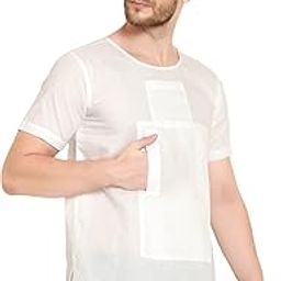 Men's White Fine Cotton Travel Vest |2 Hidden Pockets | Half Sleeves |-image-38