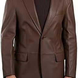 Men's Classic Brown Leather Blazer, Two-Button Design, Notch Lapel, Men's Pure Leather Blazer Jacket – Formal Slim Fit Coat for Winter-picture-29
