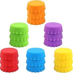 Mclear Silicone Rubber Bottle Caps, Reusable Saver for Home Brewing Beer, Soft Drink, Wine, Soda Bottles, Vinegar - Kitchen Gadgets, Random Color (Pack of 6)-image-34