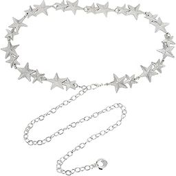 Adjustable Waist Chain For Women's Star Design Silver Metal Chain With Dress, Skirt Decorative Waist Belt(Silver)-image-56