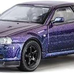 VARIYA ENTERPRISE Model Car Exclusive Alloy Metal Pull Back Die-cast Car Metal Pullback Toy car with Openable Doors & Light Music Best Gifts Toys Kids (1:32 Scale Nissan GTR Skyline R34 - Purple)-image-90
