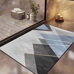 Yellow Weaves Geometric Blue Rectangular Bath Mat, 58 cm x 38 cm, Quick Dry, Non Slip, Water Resistant-20