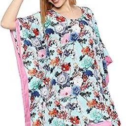 India Women's || Floral Printed || 100% Polyester || Dress Kaftan || Sleeves Kaftan || Casual Kaftan for Women-33