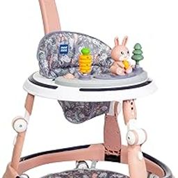 Mee Mee Premium Baby Walker 7 Level Adjustable Height, Foot Mat & Musical Activity Tray High Backrest Cushioned Support - 360° Rotational - 6 Months to 2 Years - 15kg (Pink)-13