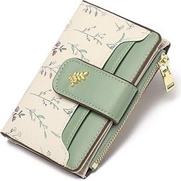 Small Wallets for Women RFID Blocking Leather Bifold Zipper Pocket Wallet Credit Card Holder with ID Window-44