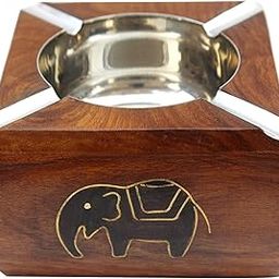 ITOS365 Handmade Wooden and Stainless Steel Ashtray Square for Home Office Car Gifts-image-71