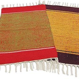 MAHZEE HOME� - MHZ - Hand Woven Cotton Multicolor Small Rug for Bedroom, Living Room, Kids Room and Kitchen | Size : 16 x 24 Inch or 40 x 60 cm | 100% Organic | Machine Washable (Combo of 2 Pcs)-image-75