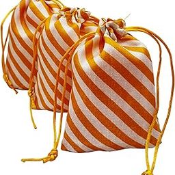 brown leaf 6X4 inch Yellow Lehariya Print Potli Bags Jewelry Pouch Best for Wedding Anniversary Party Supply Return Gifting Bags-image-1