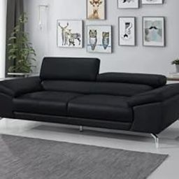 ESPOSENDE OSENNS0050 3 Seater Sofa – Black Leatherette, Solid Wood Frame, Foam Back, Modern Design for Living Room & Office-image-58