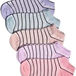 Women Ankle Striped No Show Socks for Women Girls Pack Of 5-image-45