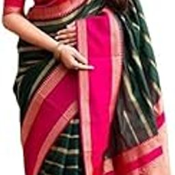 Women's Jacquard Latest Woven Printed Kanjivaram Banarasi Art Silk Saree with Unstitched Blouse Material-Suitable for All Indian Weddings and Festivals-picture-4