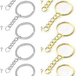 BanteyBanatey® Golden & Silver Metal Loops Rings for Jewelry Making/Findings, Art and Craft with chain Open Jump Ring Connector Keychain for DIY, Handbag Keyrings With Q Hooks (Pack of total 10 pcs)-picture-11