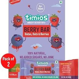 Timios Berry Bar Healthy Snack Natural Energy Food Product Ready to Eat for Toddlers - 4+ Years (Pack of 8)-image-58
