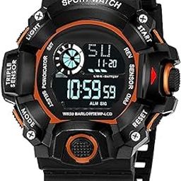 Digital Dial Black Solid Design Strap Multi Functional with Backlight Sports Kids Watch for Men & Boy-Multi-Functional Automatic Waterproof Water Resistance-image-56