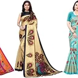 yashika Women's Combo Art Silk Printed Saree With Unstitched Blouse Piece |saree for Women | saree combo | New Sari | Latest Saree_C_64_DNDIYA_GREY_GOLD_PECOCK_PRITHVI_BLU-picture-26