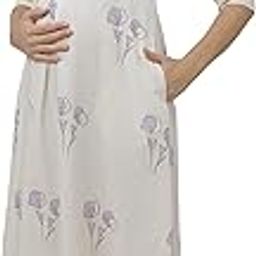 Women's Cotton Anarkali Maternity Dress & Feeding Kurti with Front Zippers and 2 Side Pockets-picture-29