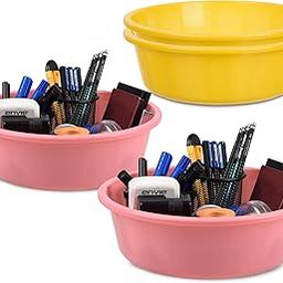 Homestic Pack of 4 Desk Organizer | Stationery Organizer | Multipurpose Storage Organizer | Office Supplies for Pen-Pencil-Staplers | Desktop Organizer | 6 LTR | Yellow & Light Pink-image-64