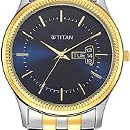 Men's Trendsetter Analog Watch: Chic Blue Dial & Two-Tone Strap-1824BM03/NT1824BM03-26