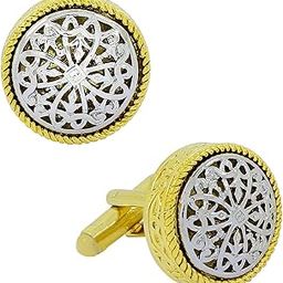 Textured Filigree Flower 3D 18K Gold Brass Office Formal Shirt Blazer Cufflinks Pair Men Gift Box-image-65