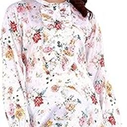 VD Mart || Women's Cotton Satin White Floral Print Western Top for Girls and Women-image-40