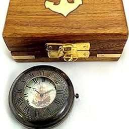 Unisex Beautiful Antique Style Analog Pocket Watch With Chain And Wooden Box - Multicolour-image-98