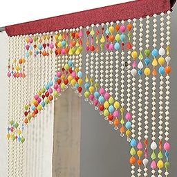 MAJOR HOMES Fancy Bead String Rod Pocket Long Door Curtain for Home mandir Room Home & Office Decoration,Hall, 4 x 9 Feet, (1 Piece) - Multicolor-image-77