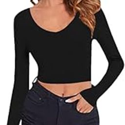 Women's V-Neck Full Sleeves Hosiery Crop Top (16" Inches)-image-101