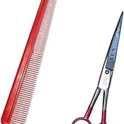 6 Inch Stainless Steel Scissors, Rubber Coated Sleeves - Perfect for Barber, Mustache, Beard Grooming, Haircuts for Men & Women With Plastic Comb-image-41