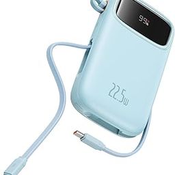 Baseus Qpow2 Dual-Cable Digital Display Fast Charge Power Bank 10000mAh 22.5W Cluster Black(with: Simple Charging Cable Type-C 3A 0.3m Black) (Blue, 10000 mAh)-29