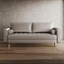 LEGACY OF COMFORT Bridgeview 70" Vegan Leather Square Arm 3 Seater Sofa Three Seater Sofa for Living Room Guest Room Hotels Office (Beige)-image-86