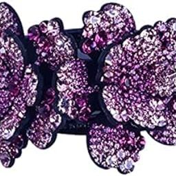 Double Flower Bling Shiny Ponytail Holder Catch Barrette No Slip French Curved Duckbill Hair Clamp For Women's and Girls (11 cm x 7.5 cm)-image-56