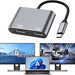 USB C to Dual HDMI Adapter 4K@60hz, Type C to HDMI Splitter for 2 Monitors, USB C Hub Extend Display for MacBook Air/Pro, More Laptops with Thunderbolt 3/4 Ports-8
